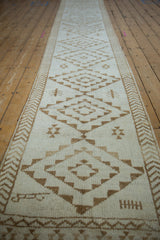 Soft pile and geometric ivory, coffee brown patterns on a distressed Kars runner.