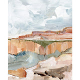 Laurie Ann Ravine Art Print, an abstract landscape painting with pale blue and peach hues.