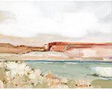 Laurie Ann Vermillion Cliffs Art Print with abstract landscape in peach, rust, and sage green.