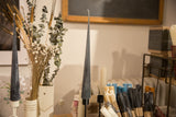 Pair of Antique Gray beeswax cone taper candles, 14 inches tall.