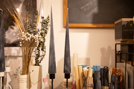 Made in NY Beeswax Candle Cone Tapers - Black // ONH Item 9315