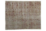 Antique distressed Kerman rug fragment, faded cochineal red boteh motifs on ivory, 2'9