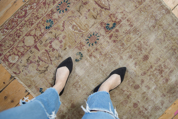 3.5x4 Antique Distressed Fragment Kerman Square Rug // ONH Item 9328 Image 1