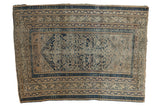 Vintage Caucasian rug, faded indigo blue Herati field and geometric vine borders.