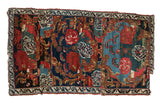 Antique Bijar rug, unusual Karabagh design, detailed floral roses, Rococo cartouches, deep red, navy.