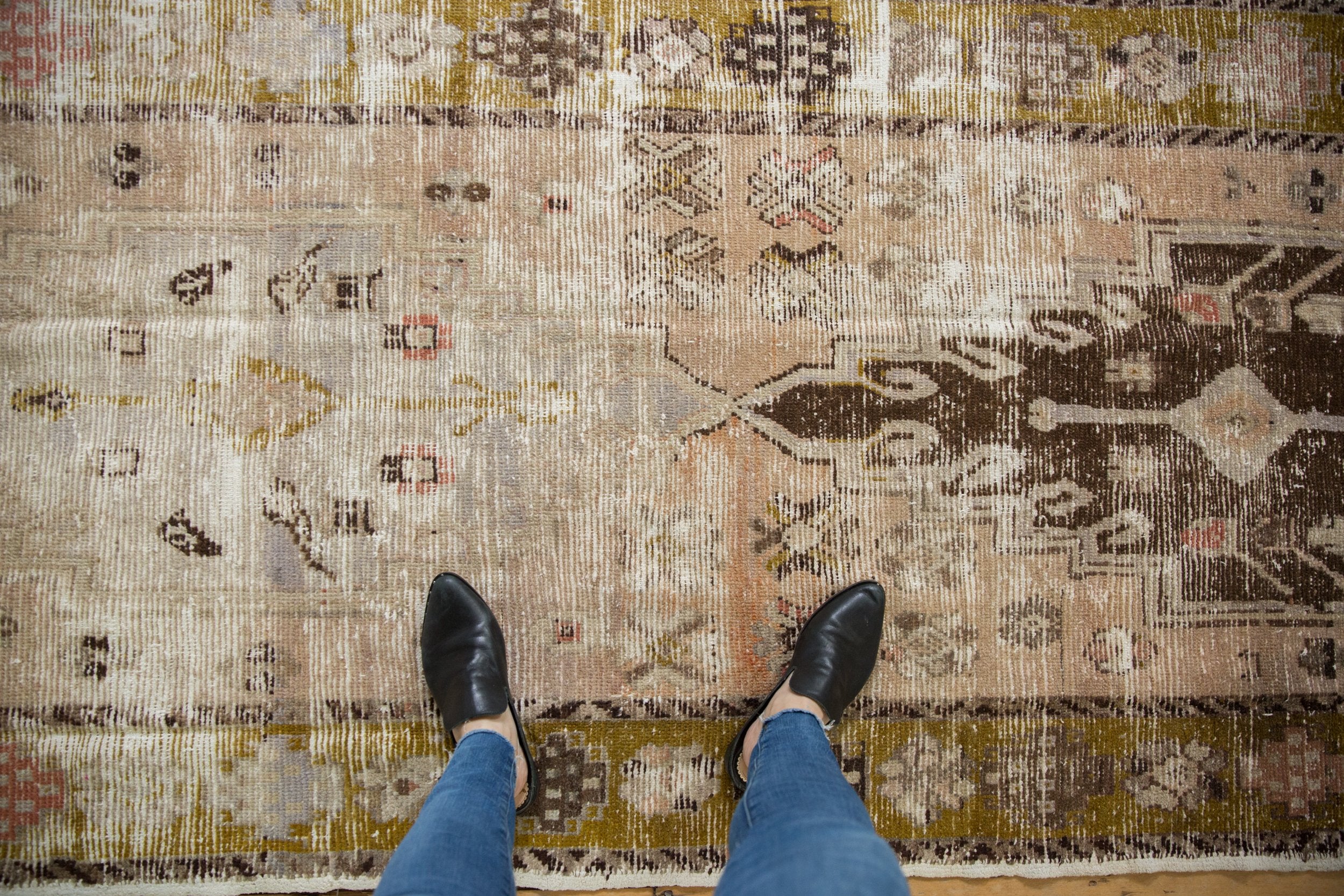 4x10 Vintage Distressed Oushak Rug Runner // ONH Item 9363 Image 1