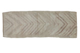 Hand-knotted vintage Tulu runner, distressed multi-tier arrow design, ivory and pale mauve.