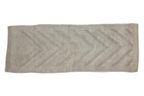 Vintage distressed Turkish Tulu runner, subtle ivory and pale mauve arrow motifs.