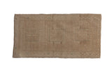 Distressed vintage Oushak rug mat, faded beige with triple gul medallions, 1'6