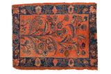 Hand-knotted vintage Lilihan rug, dusty blush unidirectional tree of life, cobalt floral border.
