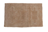 Vintage distressed Oushak rug mat, subtle geometric medallions in beige, 1'8