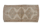 Distressed Oushak rug with triple geometric medallions in beige, ivory, seafoam, 1'7