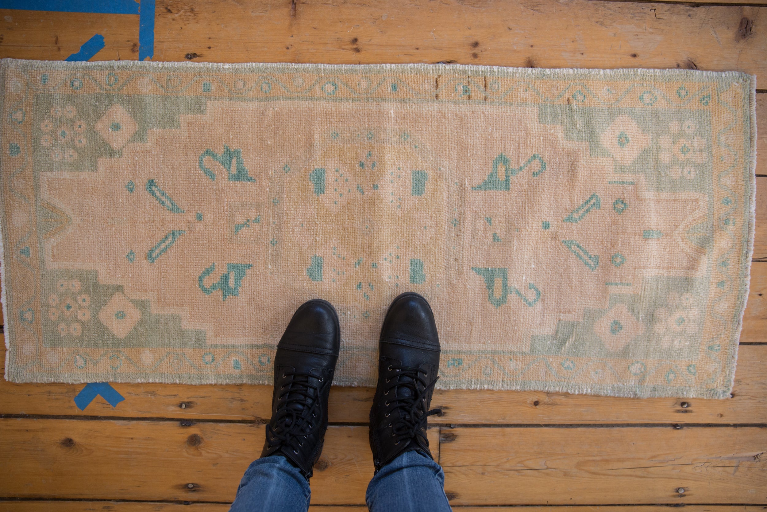 1.5x4 Vintage Distressed Oushak Rug Mat Runner // ONH Item 9489 Image 1