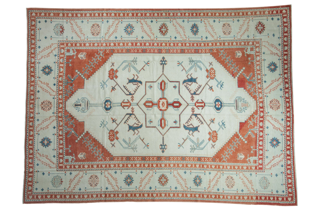 7.5x10 Vintage Distressed Oushak Carpet // ONH Item 9493