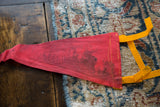 Forest Park Zoo felt pennant tip, showing dark discoloration and yellow edge stitching.