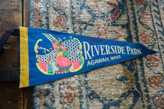 Vintage Riverside Park Agawam Mass Felt Flag // ONH Item 9510