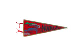 Vintage red felt Niagara Falls banner with hand-painted waterfall graphic, green and gold trim, 5