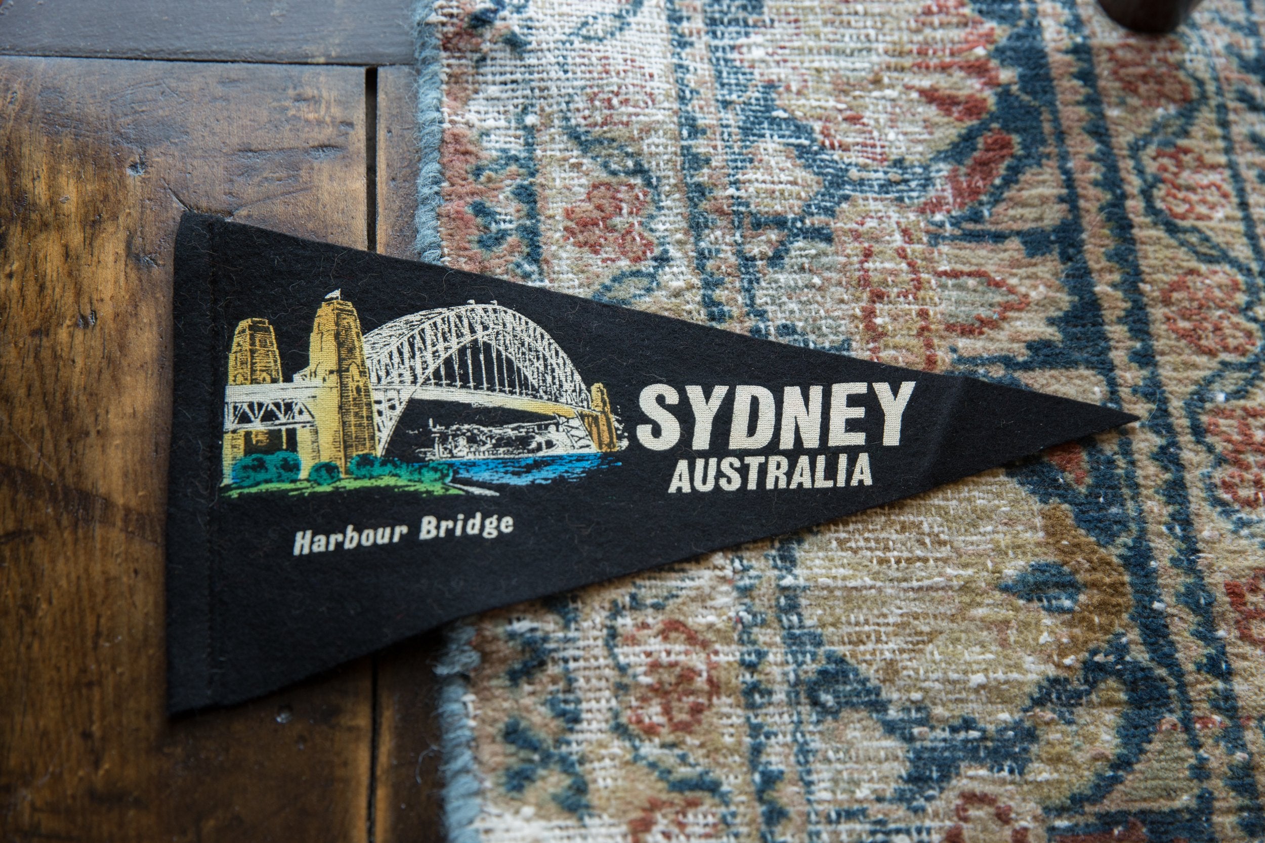 Double-sided Vintage Sydney Australia Felt Flag // ONH Item 9515