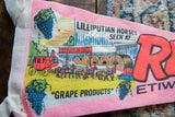 Retro graphic on felt showing Lilliputian horses pulling carriages at Regina Winery.
