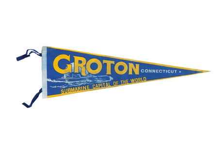 Vintage Groton Connecticut Felt Flag // ONH Item 9524