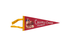 Vintage Cripple Creek Colorado Felt Flag // ONH Item 9533