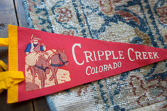 Vintage Cripple Creek Colorado Felt Flag // ONH Item 9533 Image 1