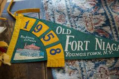 Vintage 1958 Old Fort Niagara Youngstown NY Felt Flag // ONH Item 9544 Image 1
