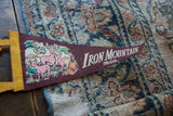 Vintage Iron Mountain Michigan felt flag detail with text and deer graphic.