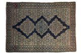 Antique Persian Senneh rug, navy triple medallion, ivory Herati design, circa 1910, 4'6