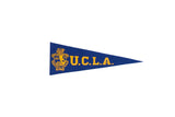 Vintage UCLA felt pennant in royal blue, golden yellow school crest and U.C.L.A. lettering.