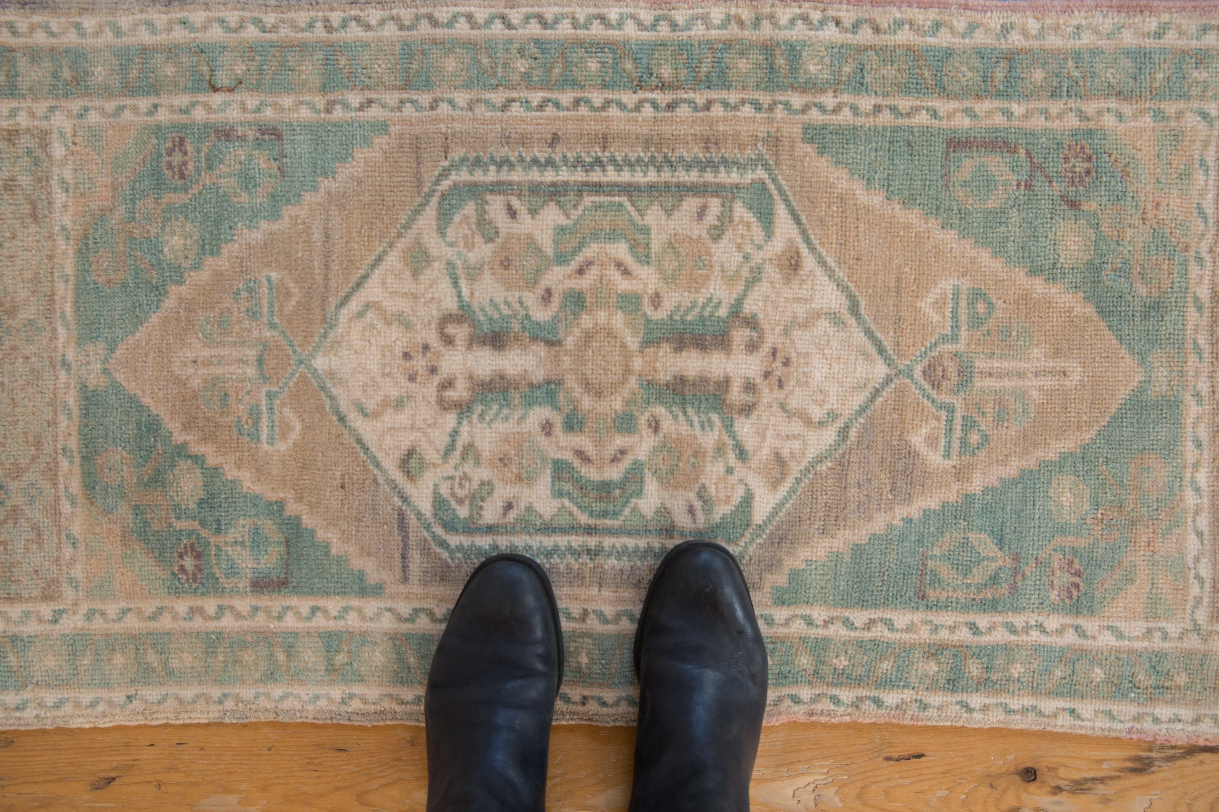 1.5x4 Vintage Distressed Oushak Rug Mat Runner // ONH Item 9579 Image 1