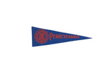Vintage Pennsylvania University blue felt pennant with red crest and lettering, 3.25x9.75.