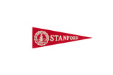 Vintage 1950s Stanford University felt pennant flag with red felt and white crest.