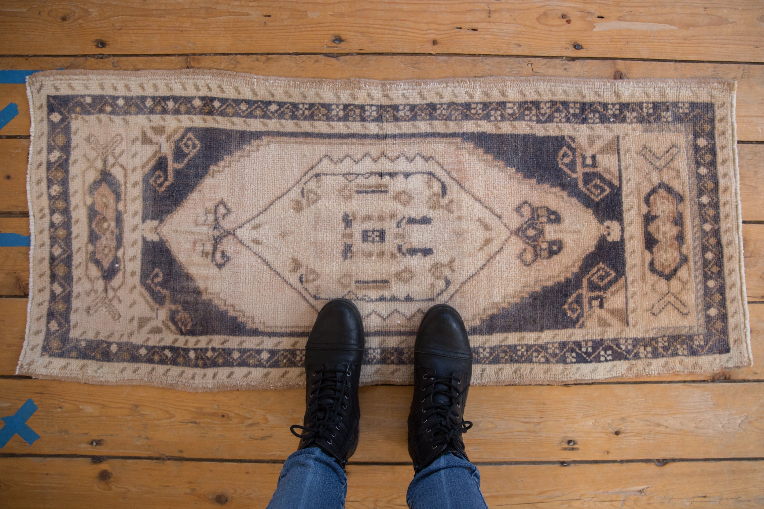 1.5x4 Vintage Distressed Oushak Rug Mat Runner // ONH Item 9602 Image 1