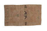 Distressed Oushak rug, muted beige with worn central medallion and faint green, charcoal motifs, 1'9