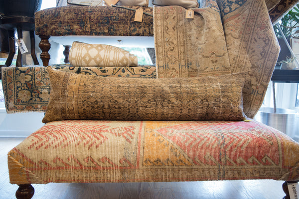 Reclaimed Antique Persian Rug Fragment Bed Lumbar Pillow // ONH Item 9621 Image 3
