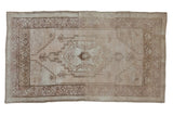 Vintage Distressed Oushak rug, oversized geometric medallion in muted tones, 3'4