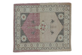 Distressed Anatolian rug, dusty raspberry and ivory split field, botanical medallion, 2'6