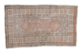 Distressed Oushak rug with faded mauve abrashed field and floral medallion, 2'5