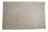 Vintage Distressed Oushak Carpet, faded ivory and sage green medallion, worn texture, 6'5
