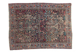 Vintage Persian Meshed rug, allover tree of life design in navy, cochineal red, powder blue.