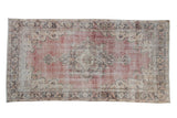 Distressed vintage Sparta runner, faded cochineal medallion, ivory, charcoal floral motifs, 3'9