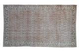 Vintage Distressed Sparta rug, faded cantaloupe and ivory allover floral pattern, 3'10
