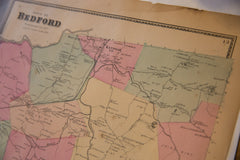 Antique 1860s Bedford Katonah NY Map // ONH Item 9742 Image 1