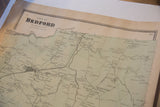 Antique 1860s Bedford map featuring Whitlockville, Katonah, and distinctive green coloring.