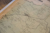 Close-up of the Antique Bedford Katonah NY Map, showing Whitlockville, scarce green tint, and discolored top edge.