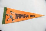 Green edge and football player graphic on vintage Tampa Bay felt pennant with number 23.