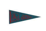 Teal and red vintage Houston Oilers felt pennant with helmet oil rig graphic, 5x12.