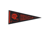 Vintage Cincinnati Bengals felt pennant, black with red helmet logo and NFL mark.