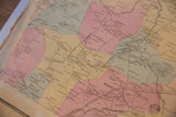 Close-up of the antique 1860s hand colored Bedford Katonah NY map, showing age-softened districts.